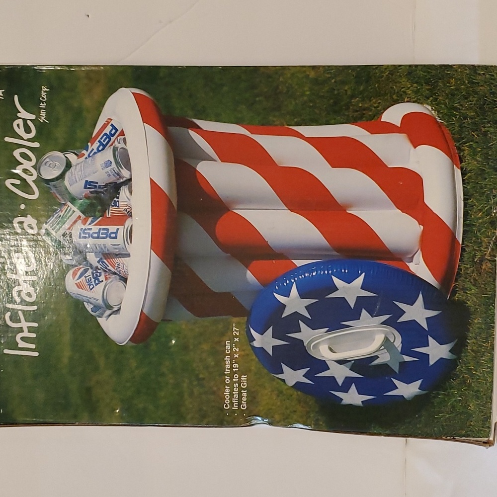RED WHITE BLUE COOLER OR TRASH